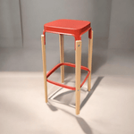 Pre-Owned Magis Steel Wood Red 31in Barstool by Bouroullec