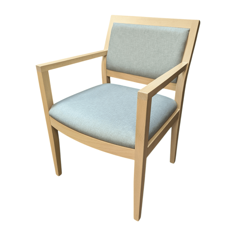 Global Side Chair - Grey Fabric with Maple Wood Frame | Pre-Owned Stacking Guest Chair