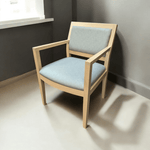 Global Side Chair - Grey Fabric with Maple Wood Frame | Pre-Owned Stacking Guest Chair