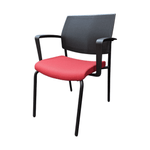 Stack Chair SitOnIt Focus Red Seat with Black Mesh Back | Stackable Conference Seating