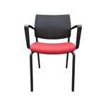 Stack Chair SitOnIt Focus Red Seat with Black Mesh Back | Stackable Conference Seating