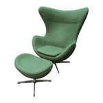 Green Fabric Egg Chair with Ottoman