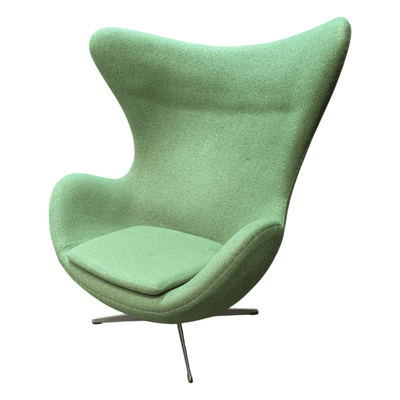 Green Fabric Egg Chair with Ottoman