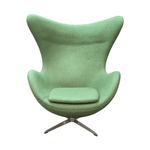 Green Fabric Egg Chair with Ottoman