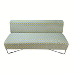 Bernhardt Blue Green Pattern Sofa with Chrome Base