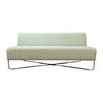 Bernhardt Blue Green Pattern Sofa with Chrome Base