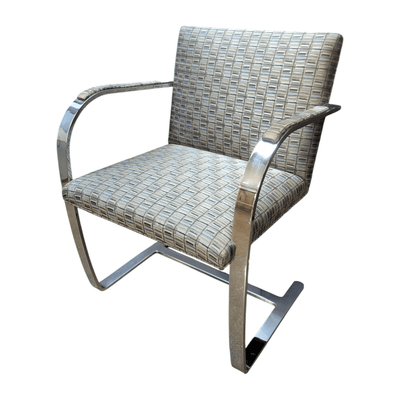 Pre-Owned Knoll Bruno Flat Bar Side Chair | Grey Blue Black Pattern Designer Seating