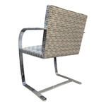 Pre-Owned Knoll Bruno Flat Bar Side Chair | Grey Blue Black Pattern Designer Seating