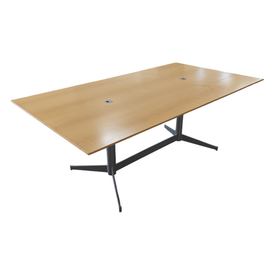 Herman Miller 78x42 Maple Conference Table with Grommet Holes & Pewter Base