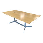 Herman Miller 78x42 Maple Conference Table with Grommet Holes & Pewter Base