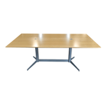 Herman Miller 78x42 Maple Conference Table with Grommet Holes & Pewter Base