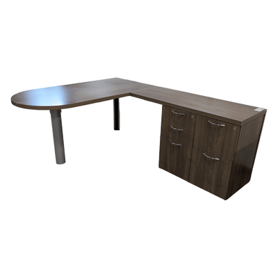 Steelcase RH Dark Bronze L-Shape Desk, 60x48 w/ BBF/FF