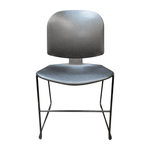 Steelcase Black Plastic Max Stacker II Chair with Metal Frame