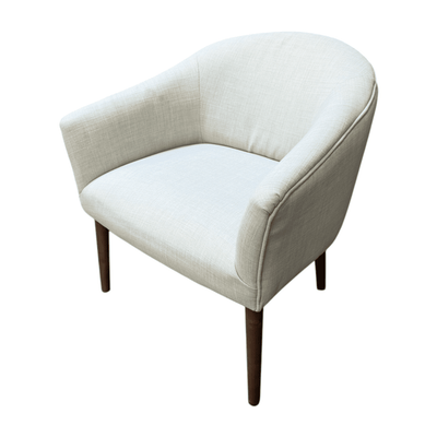 Fabric Lounge Chair - White with wooden legs