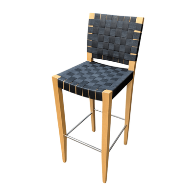Wood frame woven seat back chair black