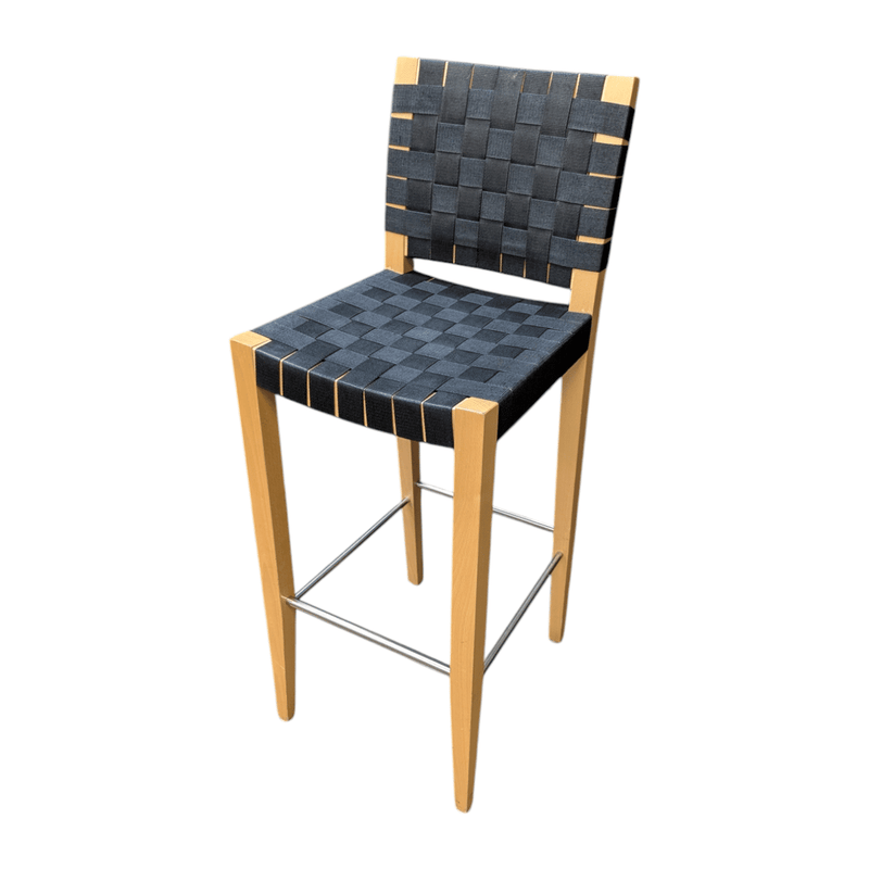 Wood frame woven seat back chair black