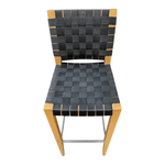 Andreu World Bar Height Wood Frame Woven Seat Back Chair