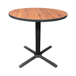 Pre-Owned 30in Round Breakroom Table | Mahogany Laminate | Black Metal Pedestal Base
