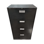 Pre-Owned HON 4-Drawer Lateral File Cabinet 30x19x53 - Black Metal | Secure Storage