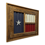 Rustic Texas Flag Wall Art - Framed Metal Decor 32" x 27" - Pre-Owned