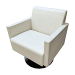 Hightower White Leather Swivel Club Chair