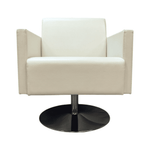 Hightower White Leather Swivel Club Chair