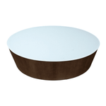 Oval Mahogany Wood Coffee Table with White Glass Top - 42x25 Elegant Centerpiece