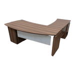 Pre-Owned Mayline Left-Hand Mocha L-Shape Desk with Box Box File Pedestal | Executive Office Workstation