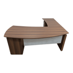 Pre-Owned Mayline Left-Hand Mocha L-Shape Desk with Box Box File Pedestal | Executive Office Workstation