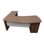 RH Mocha L-Shape Desk with BBF Ped