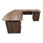 Mayline RH Mocha L-Shape Desk with BBF Ped
