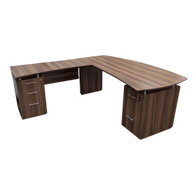 Mayline Left Hand L-Shape Desk with boxboxfile and filefile peds