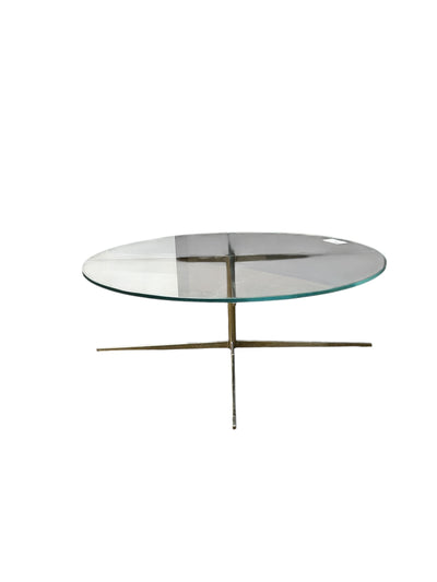 42in Round Glass Table with Chrome X Base