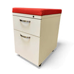 White Mobile Box/File Pedestal with Red Cushion Top