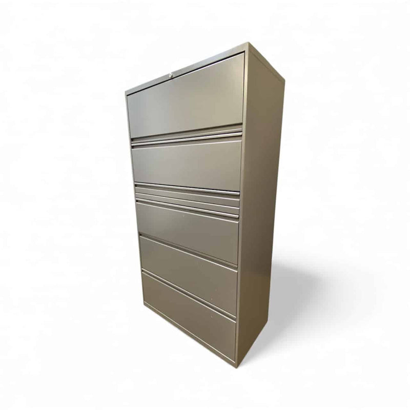 Knoll 5 drawer 36 Lateral File Cabinet - Dark Grey Finish