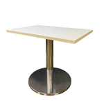 Kimball 36" x 24" Rectangle Breakroom Table – White Top and Chrome Base