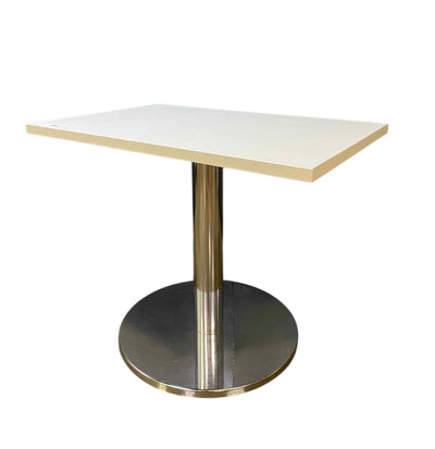 Kimball 36" x 24" Rectangle Breakroom Table – White Top and Chrome Base