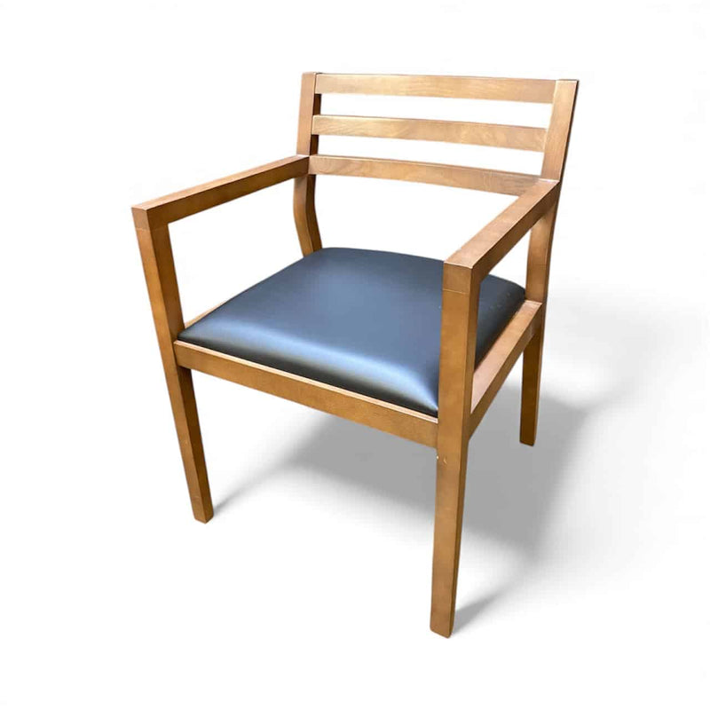 Steelcase Sawyer Guest Chair – Black Leather with Walnut Frame