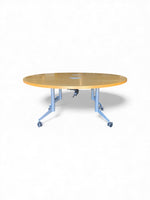 Geiger 72in Round Flex Table with power, maple finish