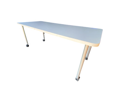 Haworth 72" x 36" Table – White Top with Grey Caster Legs