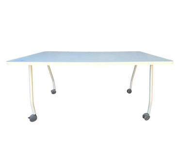 Steelcase training table 60x30, white with casters