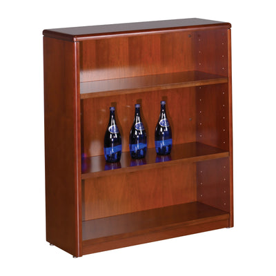 Office Star Sonoma 3-Shelf Bookcase/Open Hutch, 42"H - Desk Hutch in Dark Cherry