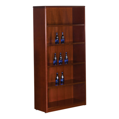 Office Star Sonoma 5-Shelf Bookcase, 70"H - 5-Shelf Office Bookcase in Dark Cherry