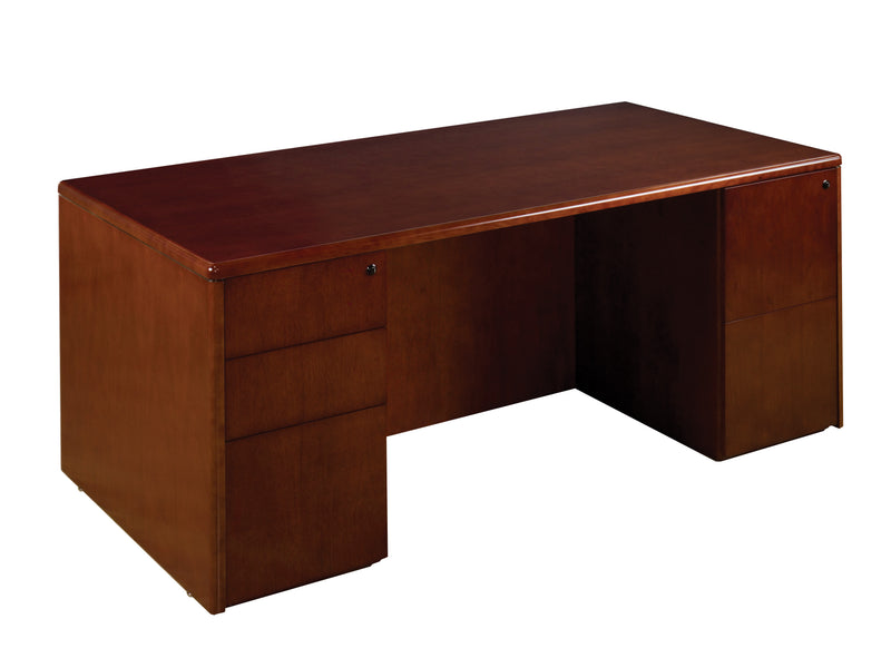 Office Star Sonoma Double Pedestal Desk 72"X36" - Office File Pedestal in Dark Cherry