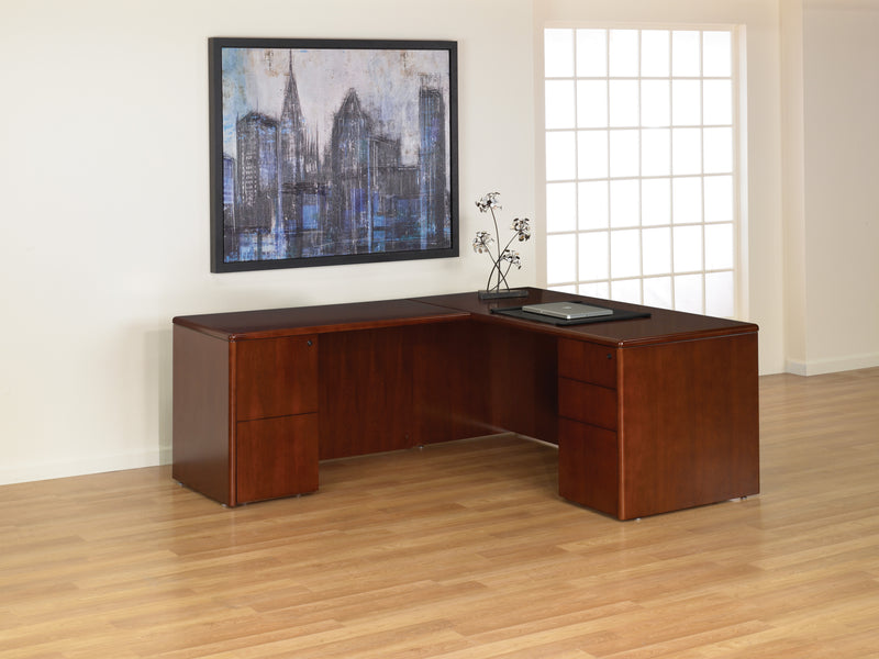 Office Star Sonoma L Shape 66"X78" - Office Desk in Dark Cherry