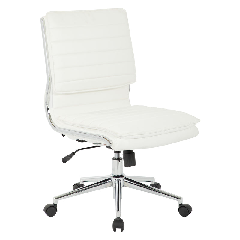 Armless Mid Bk Mgrs Faux Lthr Chair