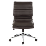 Armless Mid Bk Mgrs Faux Lthr Chair