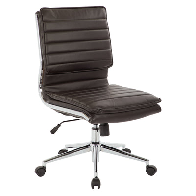 Armless Mid Bk Mgrs Faux Lthr Chair