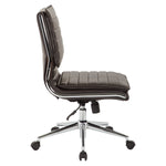 Armless Mid Bk Mgrs Faux Lthr Chair