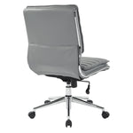 Armless Mid Bk Mgrs Faux Lthr Chair